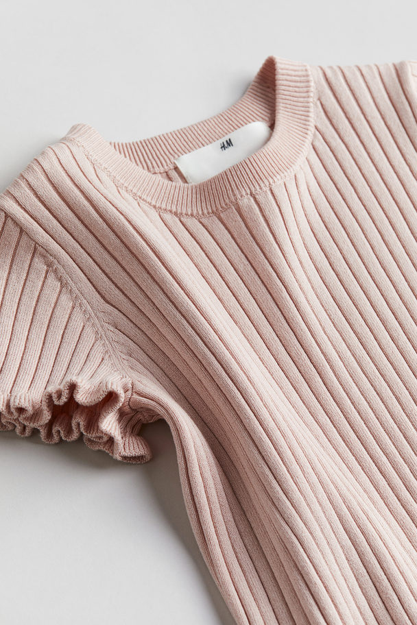 H&M Rib-knit Top Dusty Pink