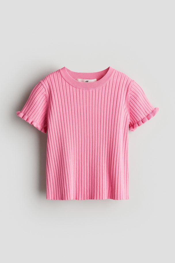 H&M Shirt in Rippstrick Rosa