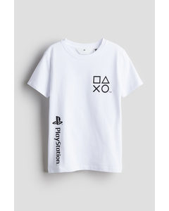 T-Shirt mit Print Weiß/PlayStation