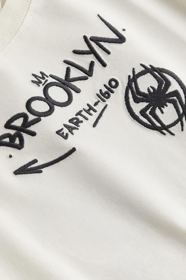 H&M T-shirt Met Print Gebroken Wit/spider-man