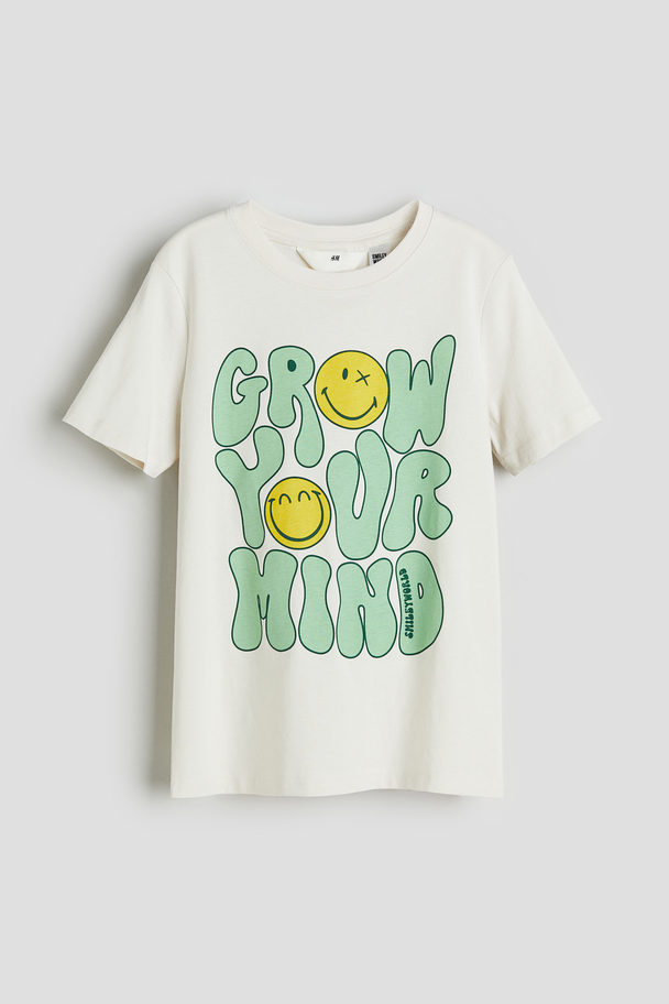 H&M T-Shirt mit Print Hellbeige/SmileyWorld®