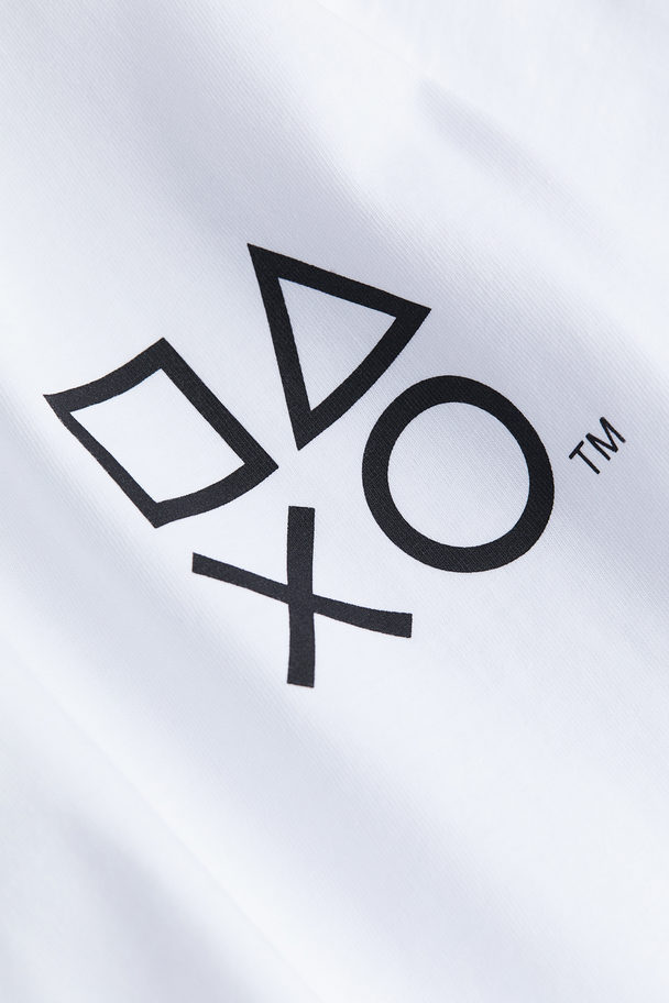 H&M Printed T-shirt White/playstation