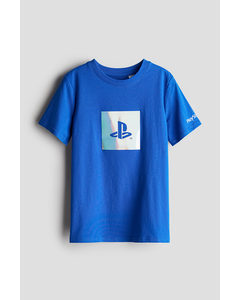 T-Shirt mit Print Knallblau/PlayStation