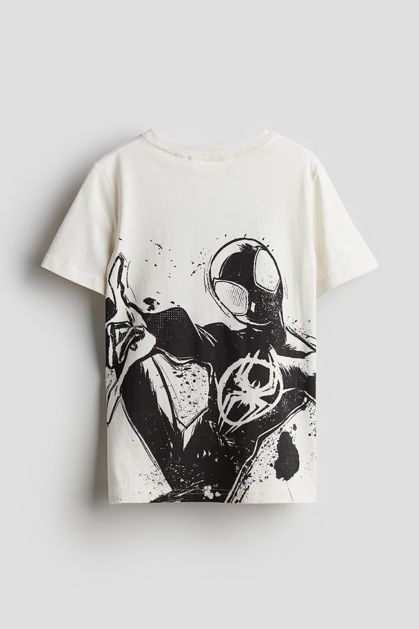 H&M T-shirt Med Tryk Naturhvid/spider-man