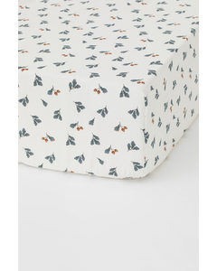 Cot Fitted Sheet White/acorns