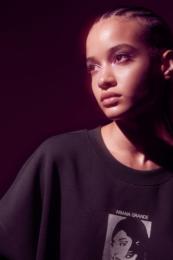 H&M Sweatshirt Med Trykk Sort/ariana Grande