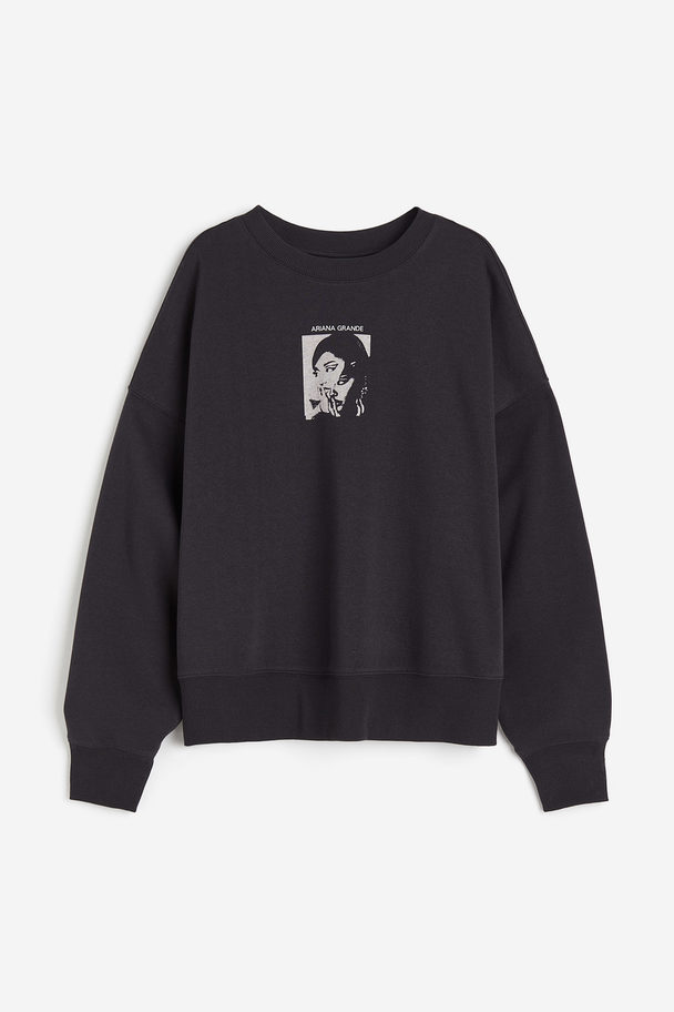 H&M Sweatshirt Med Tryk Sort/ariana Grande