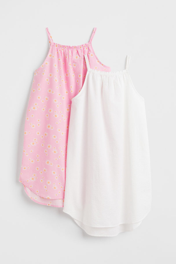 H&M 2-pack Seersucker Dresses Pink/floral