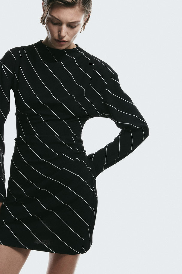 H&M Draped Dress Black/white Striped