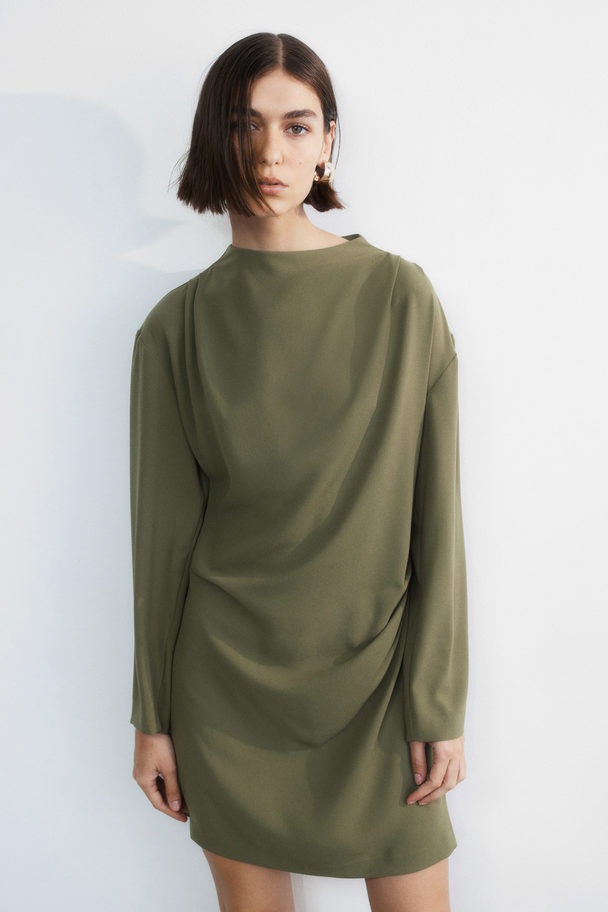 H&M Draped Dress Khaki Green