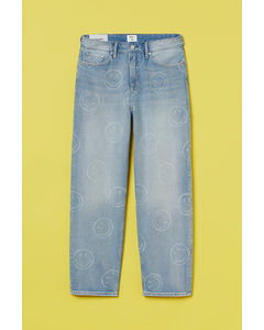 Relaxed Jeans mit Stickerei Hellblau/Smiley®