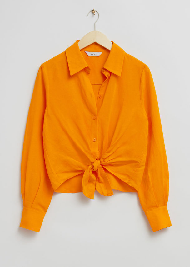 & Other Stories Tie Knot Shirt Bright Orange