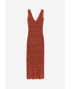 Pointelle-knit Dress Orange