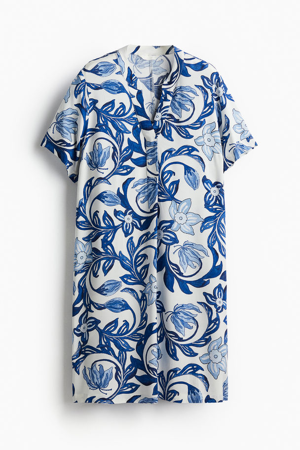 H&M Viscose Tunic Dress White/blue Floral