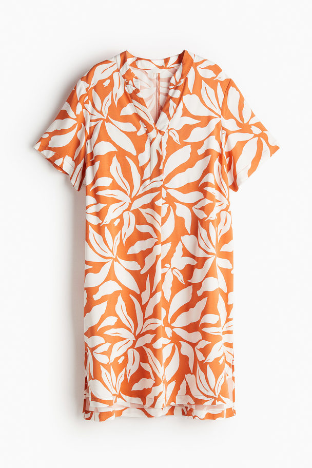 H&M Viscose Tunic Dress Orange/patterned