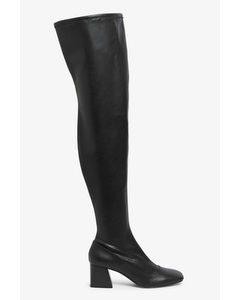 Thigh-high Faux Leather Boots Black