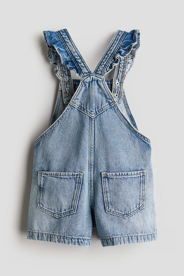 H&M Denim Dungaree Shorts Light Denim Blue