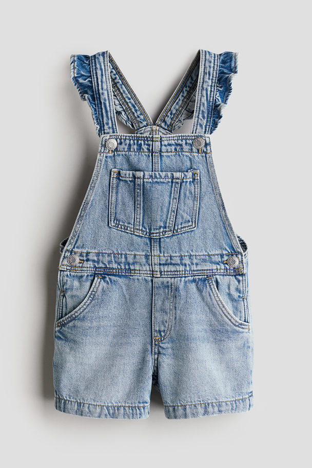 H&M Denim Dungaree Shorts Light Denim Blue