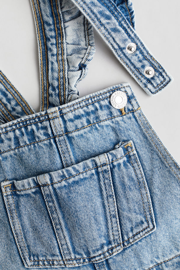 H&M Denim Dungaree Shorts Light Denim Blue