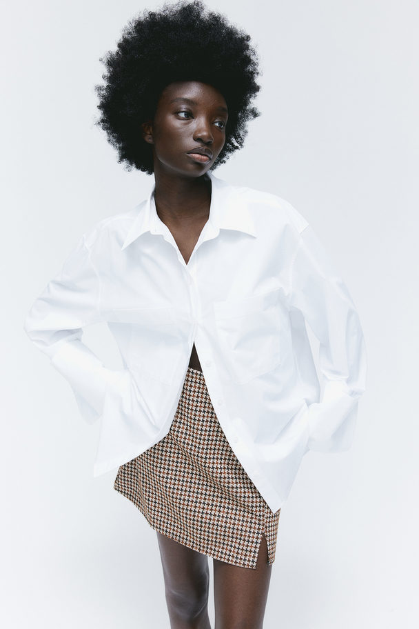 H&M Jersey Mini Skirt Dark Brown/patterned