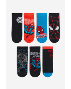 7-pack Socks Black/spider-man