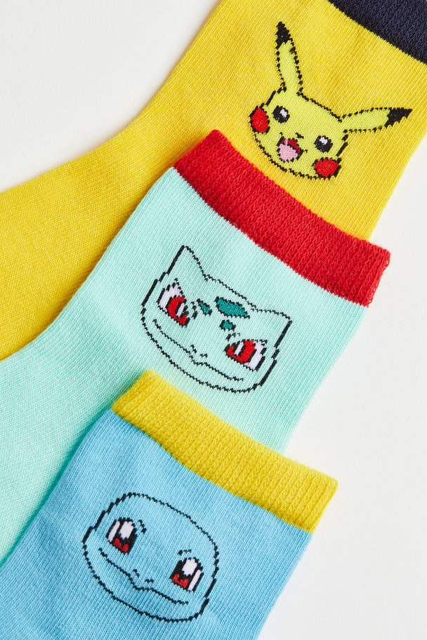 H&M 7-pack Socks Yellow/pokémon