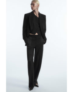 Satin-panelled Wool Tuxedo Trousers Black