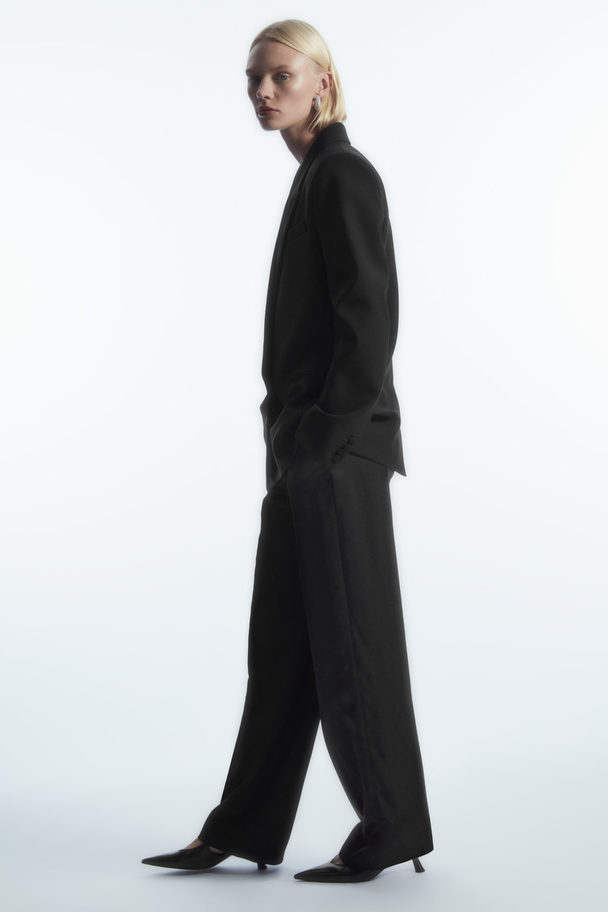 COS Satin-panelled Wool Tuxedo Trousers Black
