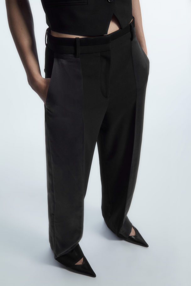 COS Satin-panelled Wool Tuxedo Trousers Black