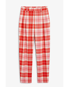 Pink And Red Checked Tapered Leg Trousers Pink & Red Checks