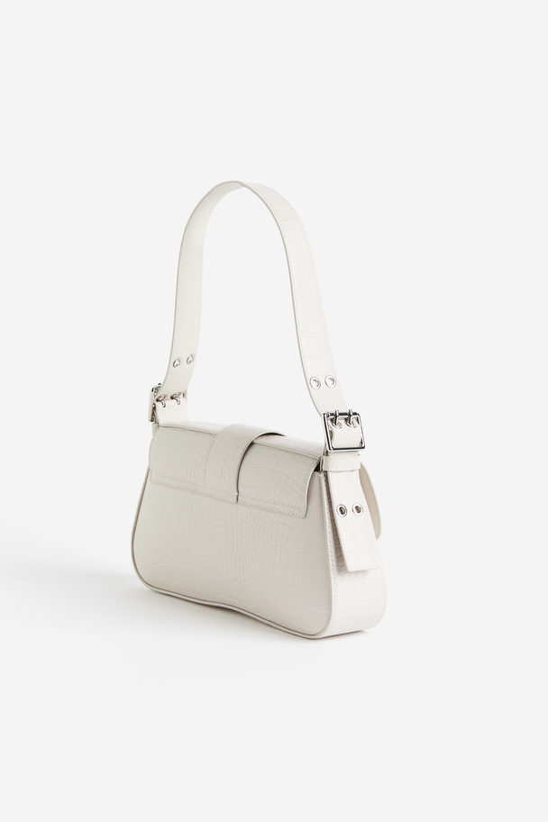 H&M Shoulder Bag White/crocodile-patterned