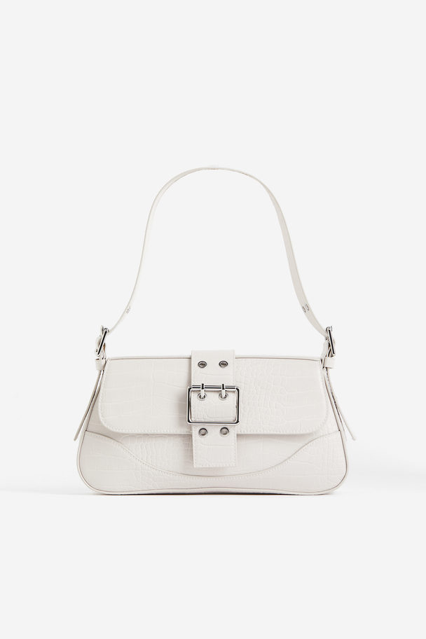 H&M Shoulder Bag White/crocodile-patterned