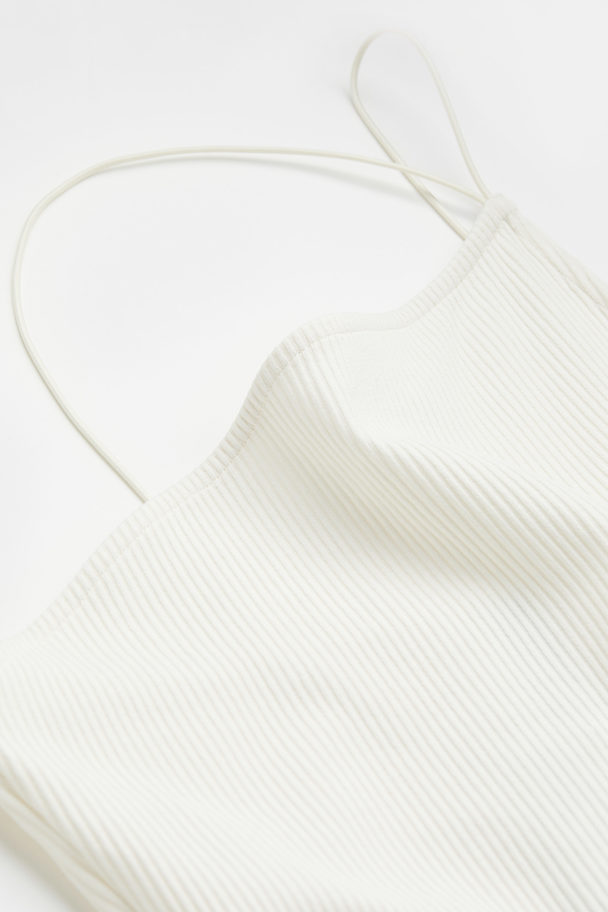 H&M Ribbed One-shoulder Dress Cream
