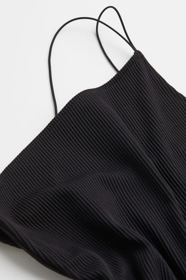 H&M Ribbed One-shoulder Dress Black