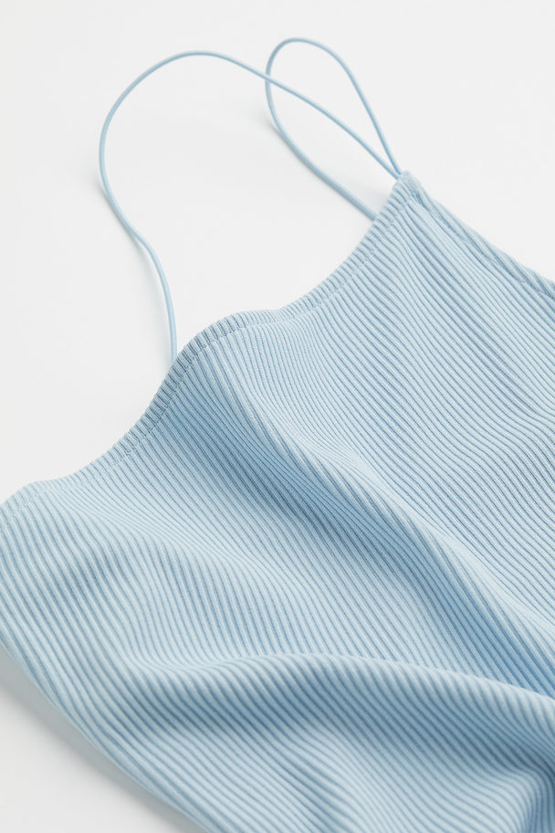 H&M Ribbestrikket One Shoulder-kjole Lys Blå