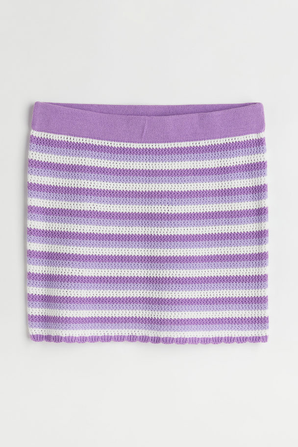 H&M Crochet-look Short Skirt Purple/striped
