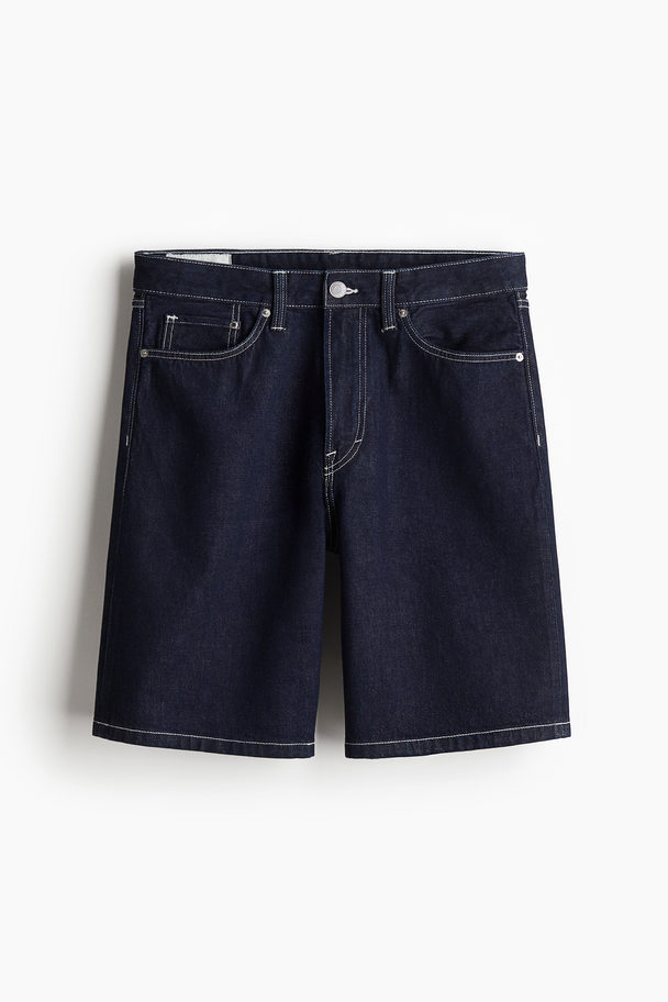H&M Relaxed Jeansshorts Marinblå