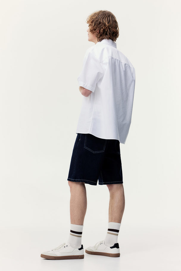 H&M Relaxed Denim Shorts Navy Blue