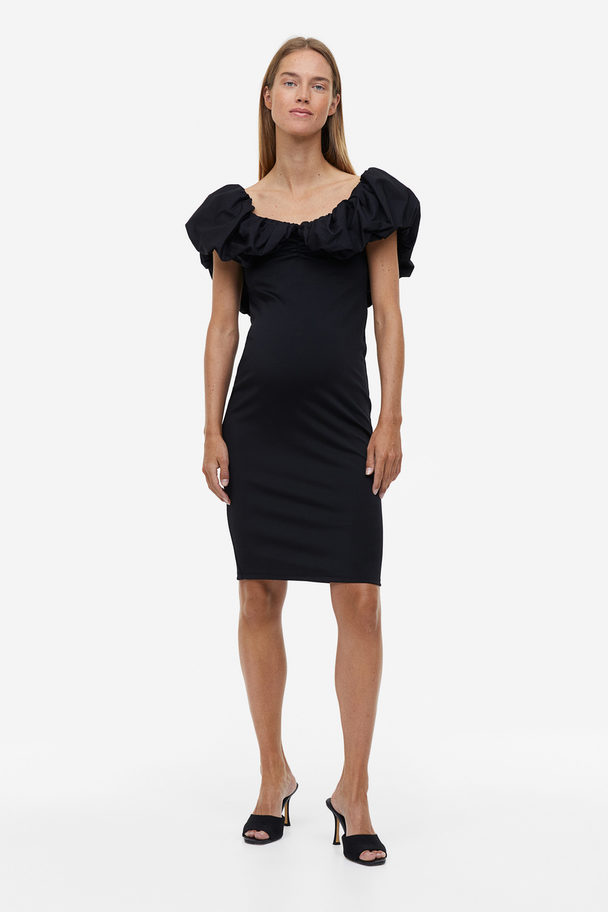 H&M MAMA Off-Shoulder-Kleid Schwarz