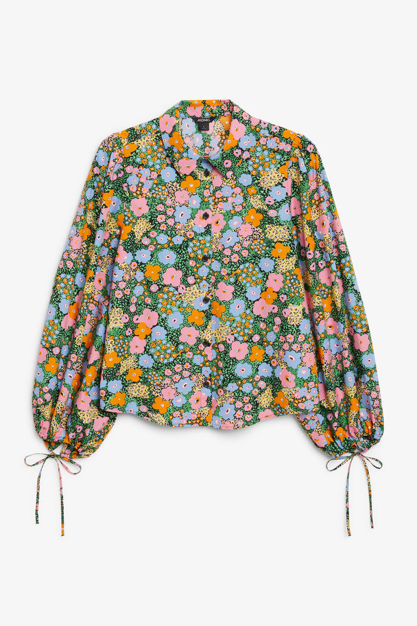 Monki Floral Shirt With Tie Cuff Details Multicoloured Floral