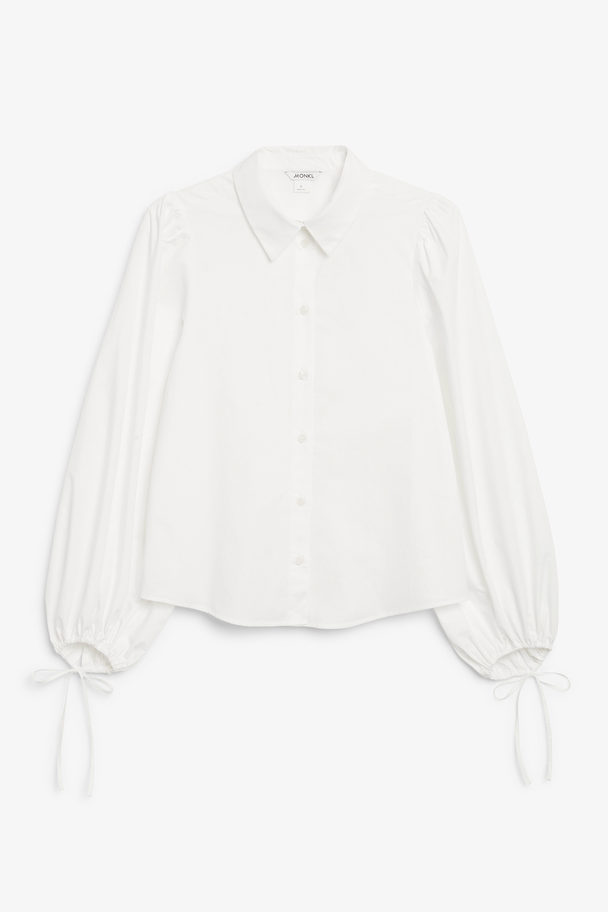 Monki Weißes Hemd mit Bündchen zum Binden Weiß