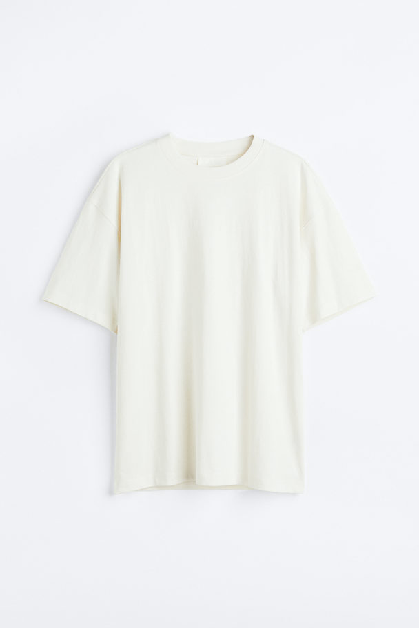 H&M Oversized Fit Cotton T-shirt Off-white