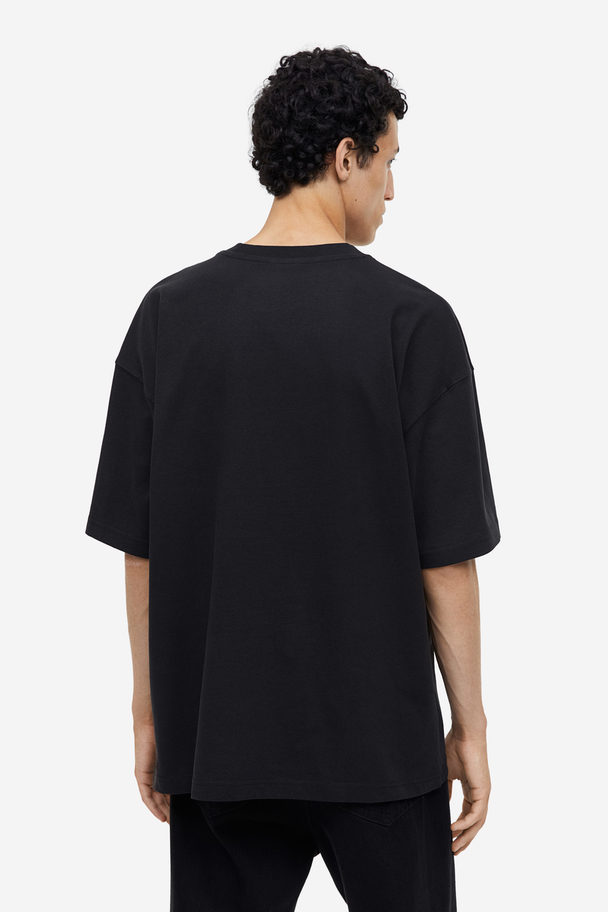 H&M Katoenen T-shirt - Oversized Fit Zwart
