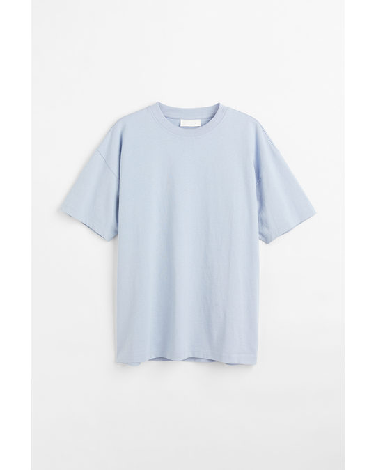 H&M Oversized Fit Cotton T-shirt Light Blue