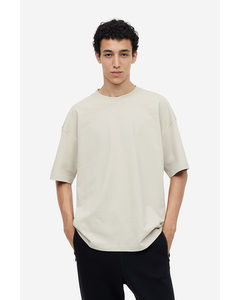 Oversized Fit Cotton T-shirt Light Beige