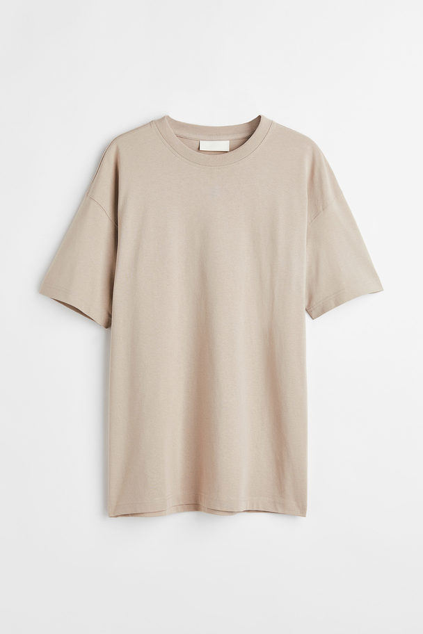 H&M Oversized Fit T-shirt I Bomull Lys Beige