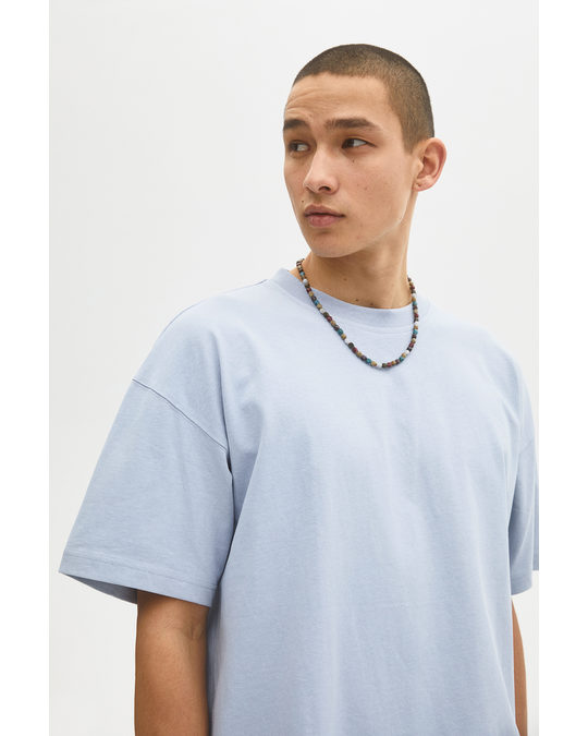H&M Oversized Fit Cotton T-shirt Light Blue