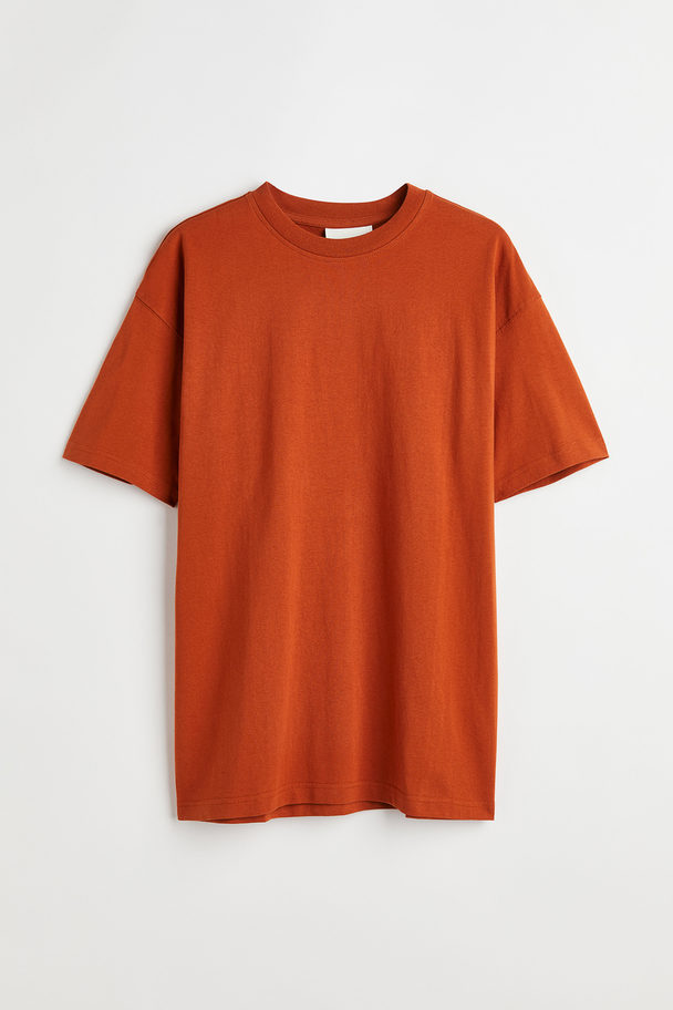 H&M Baumwoll-T-Shirt Oversized Fit Burnt Orange