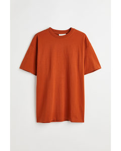 Baumwoll-T-Shirt Oversized Fit Burnt Orange