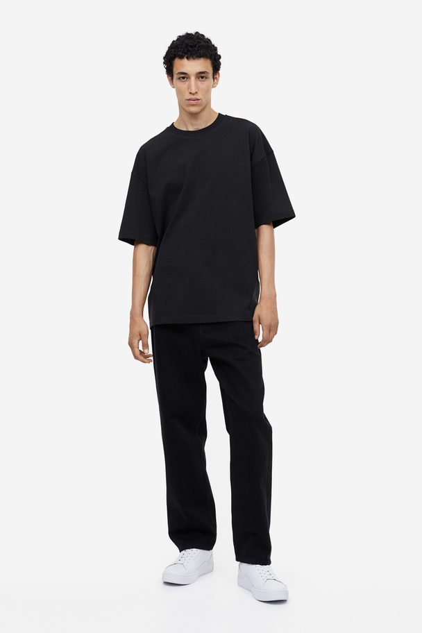 H&M Oversized Fit Cotton T-shirt Black